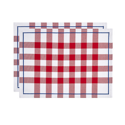 Confezione 2 Set Americani Bistrot Français Red 48x36 100% cotone